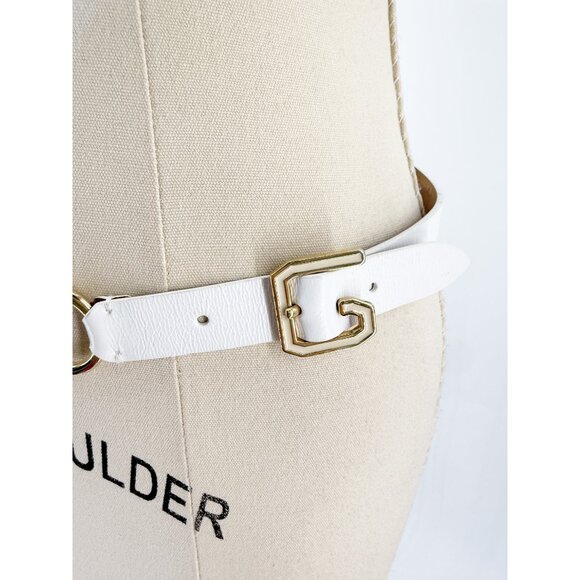 Dolce & Gabbana Skinny White Leather Belt Size: M main image 5